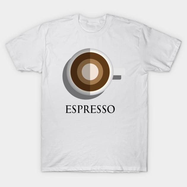 Hot espresso coffee cup top view in flat design style T-Shirt by FOGSJ